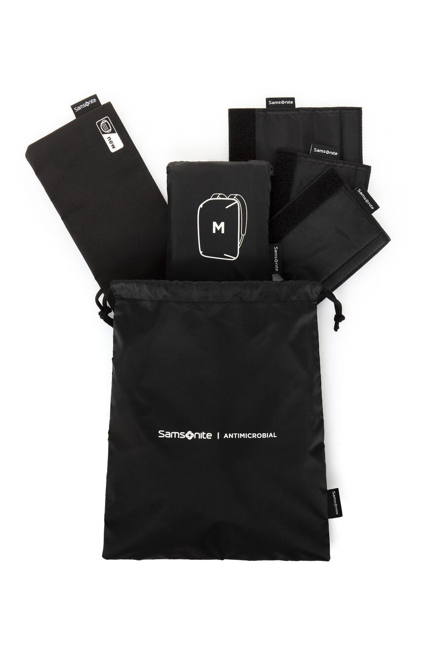 TRAVEL ESSENTIALS ANTIMICROBIAL SET DRAWSTRING BAG