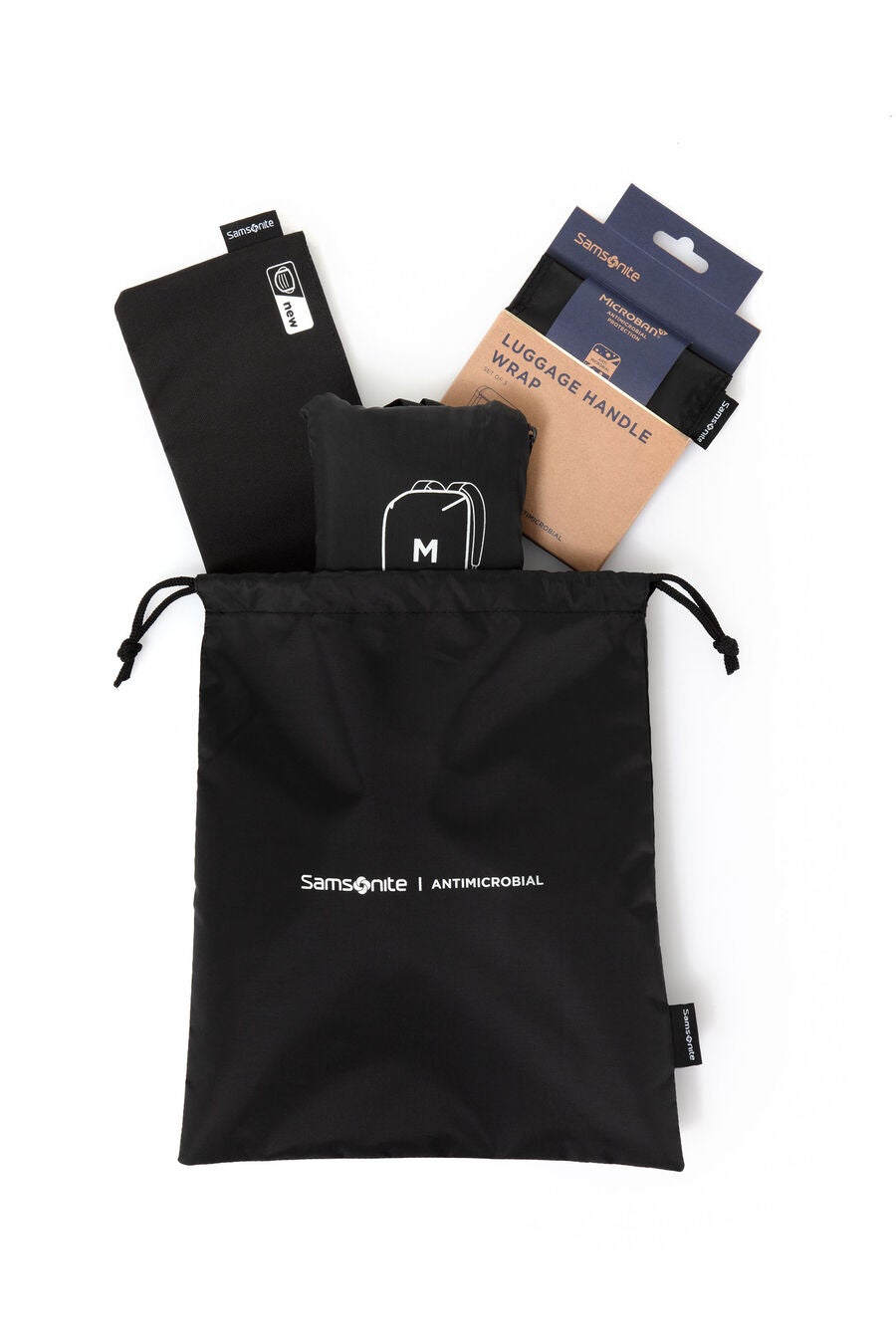 TRAVEL ESSENTIALS ANTIMICROBIAL SET DRAWSTRING BAG